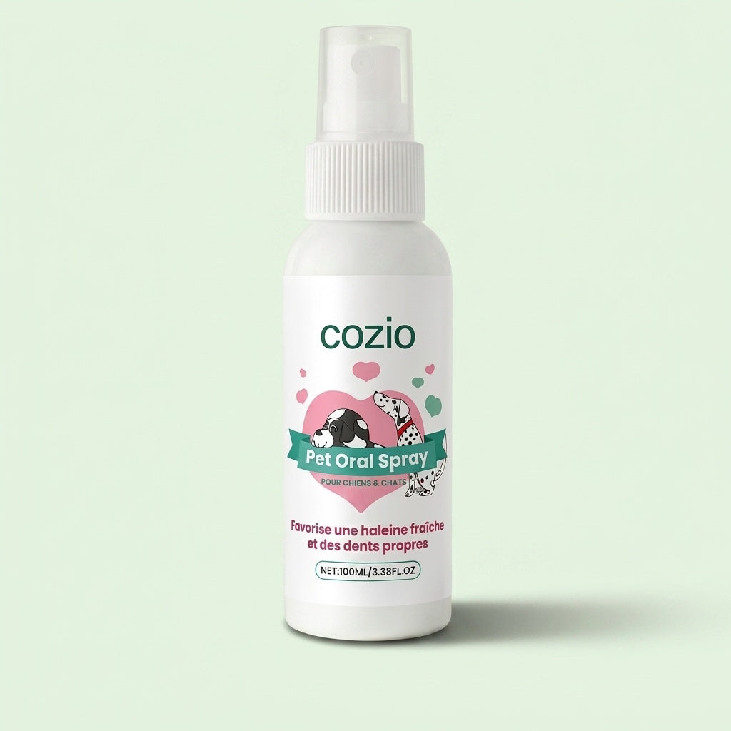 Spray Dentaire cozio™ – Élimine les bactéries responsables du tartre et de la mauvaise haleine chez le chien