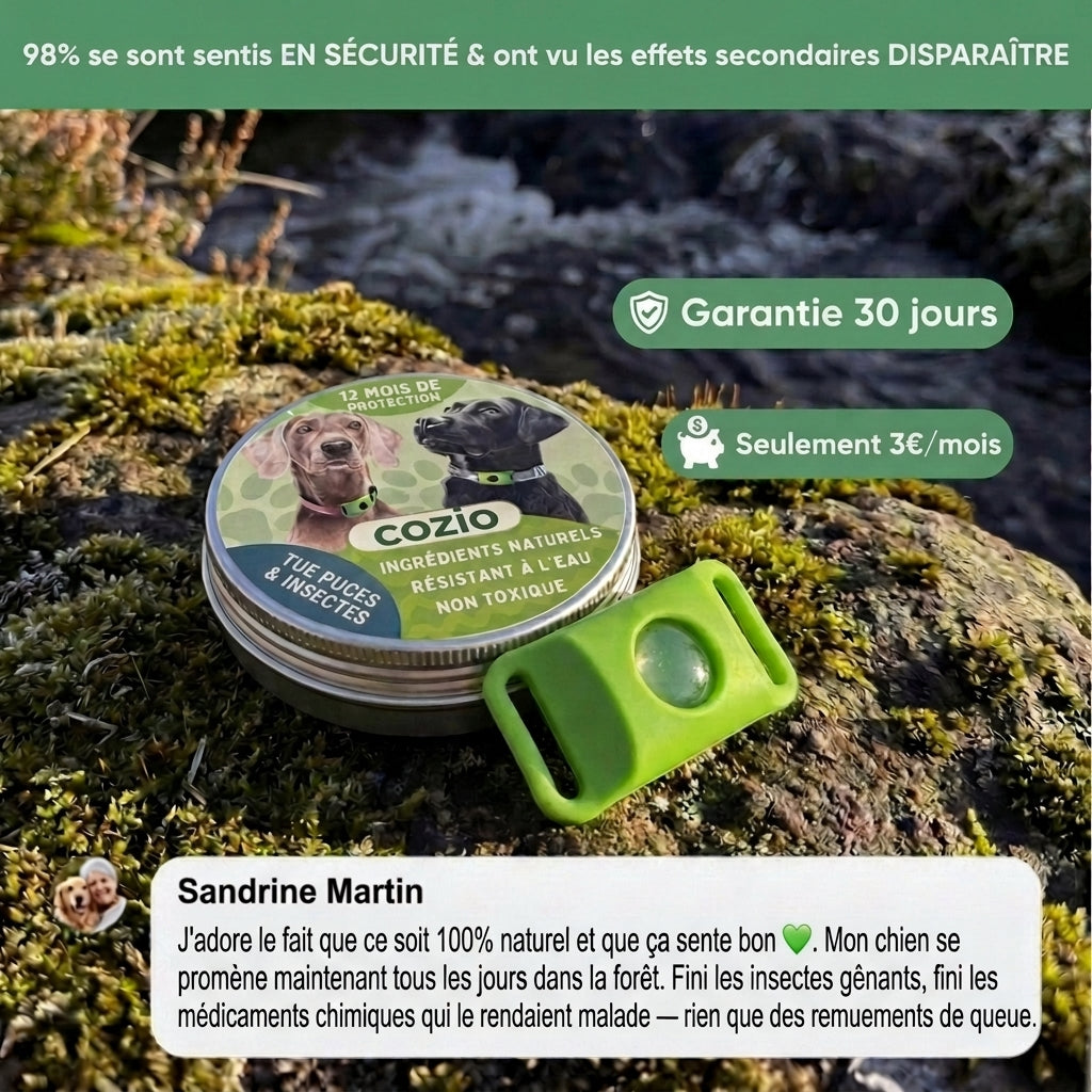 Médaille Anti-Parasites Cozio™ - 12 Mois de Protection Sans Chimie