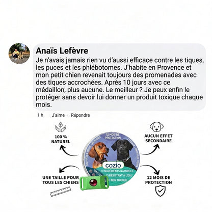 Médaille Anti-Parasites Cozio™ - 12 Mois de Protection Sans Chimie