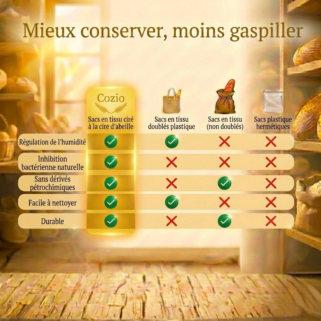 Sacs à pain premium 100% coton et cire d'abeille