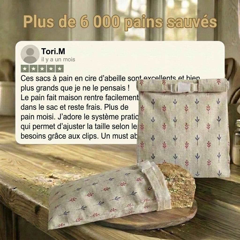 Sacs à pain premium 100% coton et cire d'abeille