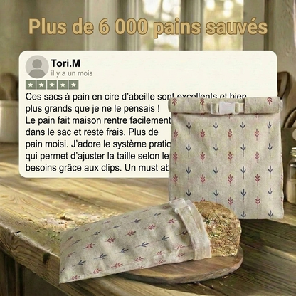 Sacs à pain premium 100% coton et cire d'abeille
