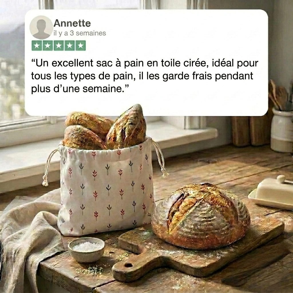 Sacs à pain premium 100% coton et cire d'abeille