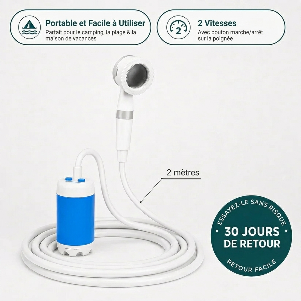 Douche portable – Kit complet avec tuyau & buse