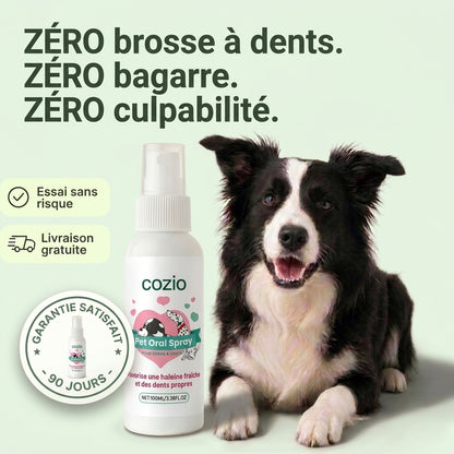 Spray Dentaire cozio™ – Élimine les bactéries responsables du tartre et de la mauvaise haleine chez le chien