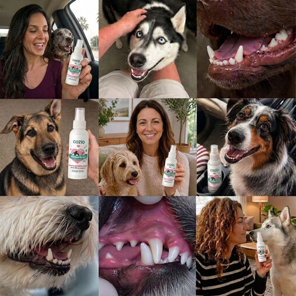 Spray Dentaire cozio™ – Élimine les bactéries responsables du tartre et de la mauvaise haleine chez le chien